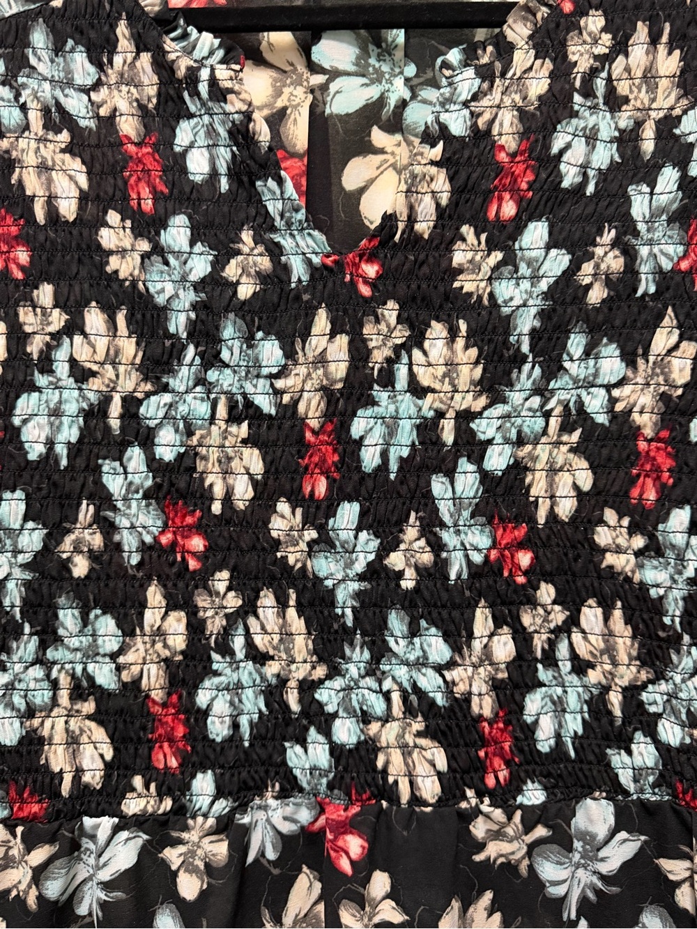 Lane Bryant black floral sheer blouse, long sleeve, 18/20 - Picture 2 of 8